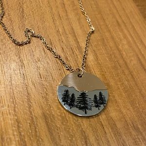 Stainless Steel Mountain View Necklace